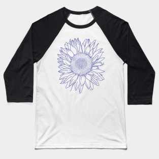 Very Peri Periwinkle Blue Sunflower Floral Line Drawing Baseball T-Shirt